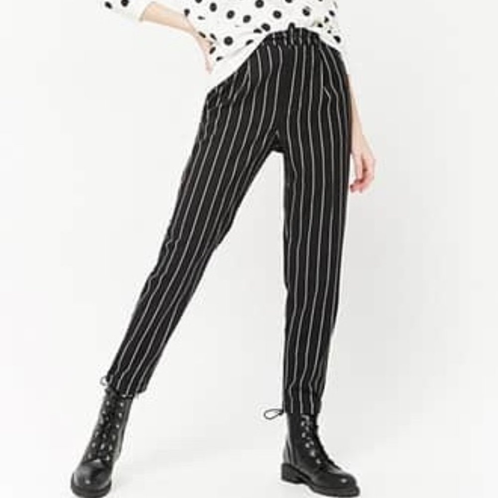 Breathable Black and White Stripped Pants